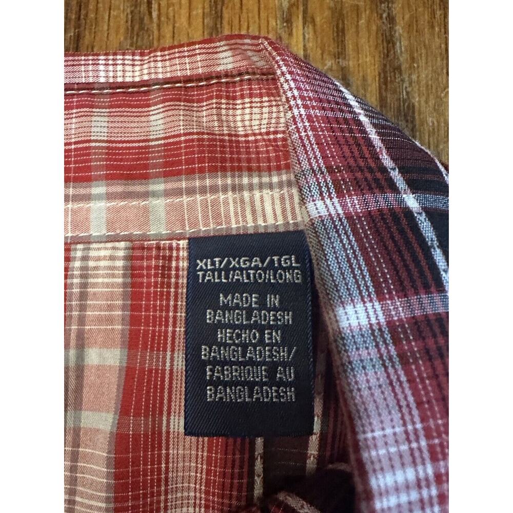 Wrangler Pearl Snap Shirt Mens Size XL Tall, Plaid Long Sleeve Western Cowboy - Picture 5 of 9